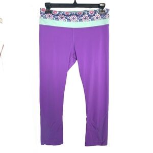 Lululemon Womens Size 6 Inspire Crop II leggings Twiggy Power Purple Aqua Floral
